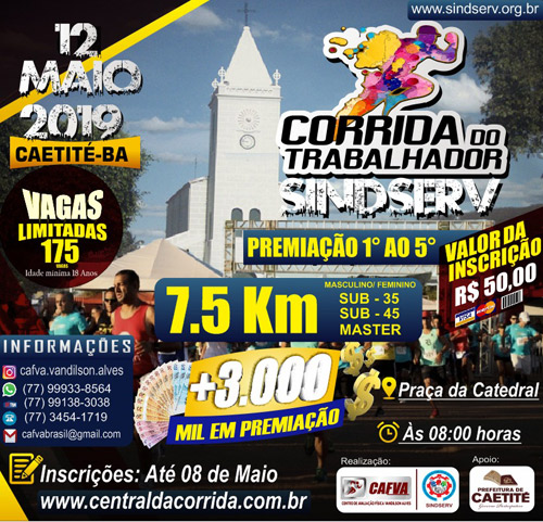 Corrida do Trabalhador acontece no dia 12 de maio em Caetité