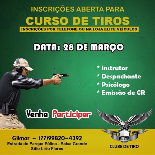 Inscrições estão abertas para novo curso de tiros em Brumado