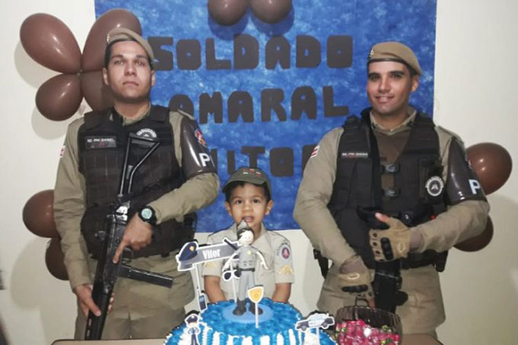 Caculé: Garoto de quatro anos pede aos pais festa de aniversário com tema da Polícia Militar