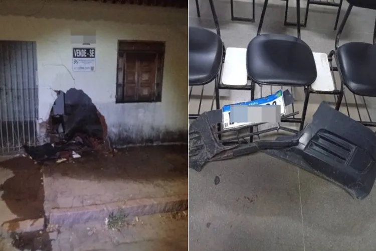 Motorista invade fachada de casa, destrói hidrômetro e esquece a placa do carro em Guanambi