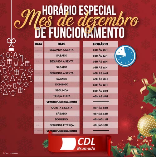 Comércio brumadense funcionará em horário especial neste mês de dezembro