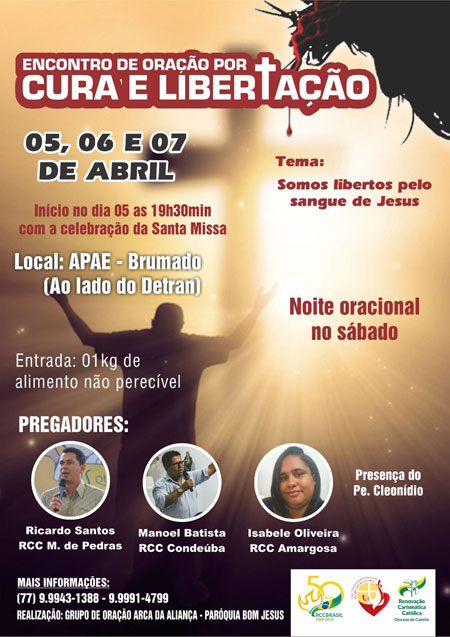 Renovação Carismática Católica de Brumado faz convite para Encontro de Oração por Cura e Libertação