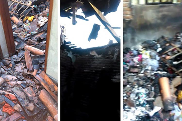 Casa fica destruída após pegar fogo no Bairro Alexandrino na cidade de Macaúbas