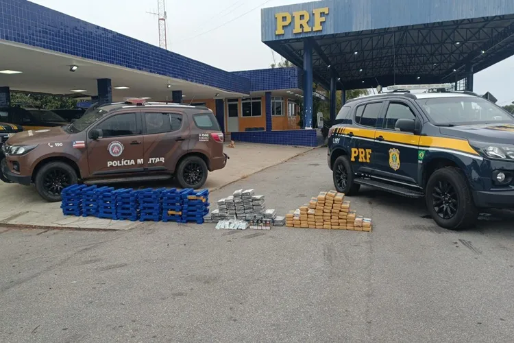 Forças de segurança apreendem 255 kg de drogas em carreta na BR-116 em Vitória da Conquista