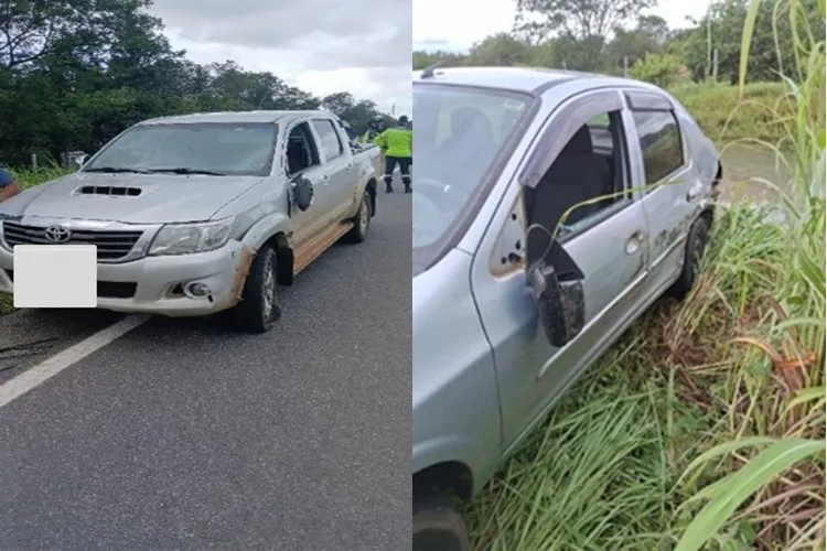 Pneu de caminhonete estoura e provoca colisão na BR-122 em Candiba