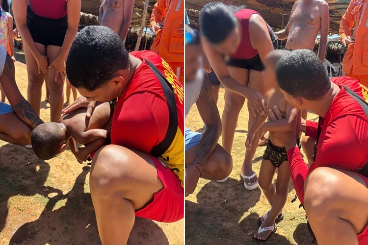 Bombeiros salvam criança engasgada na Praia da Coroa em Bom Jesus da Lapa
