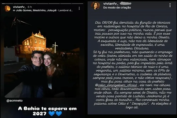 Servidora diz ter sido demitida após postar foto de ACM Neto em Rio de Contas: 'Perseguição'