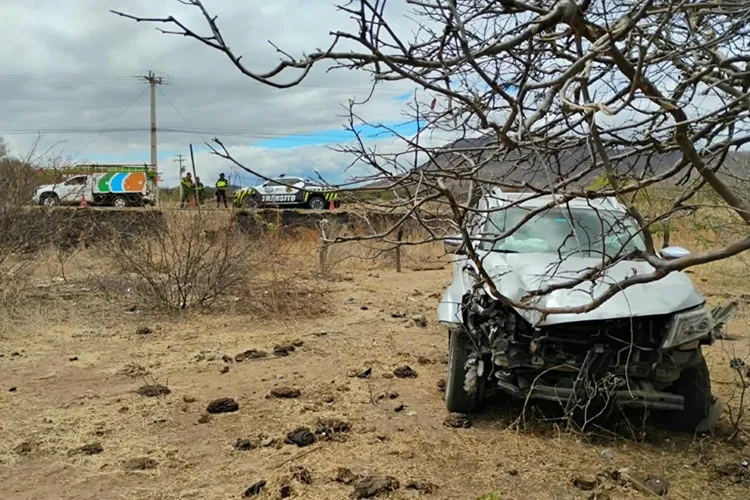 Caminhonete bate em poste de energia e deixa motorista ferido na BA-573 em Guanambi