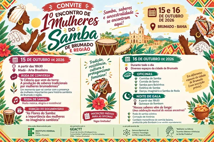 Ifba promoverá Primeiro Encontro de Mulheres do Samba de Brumado e Região
