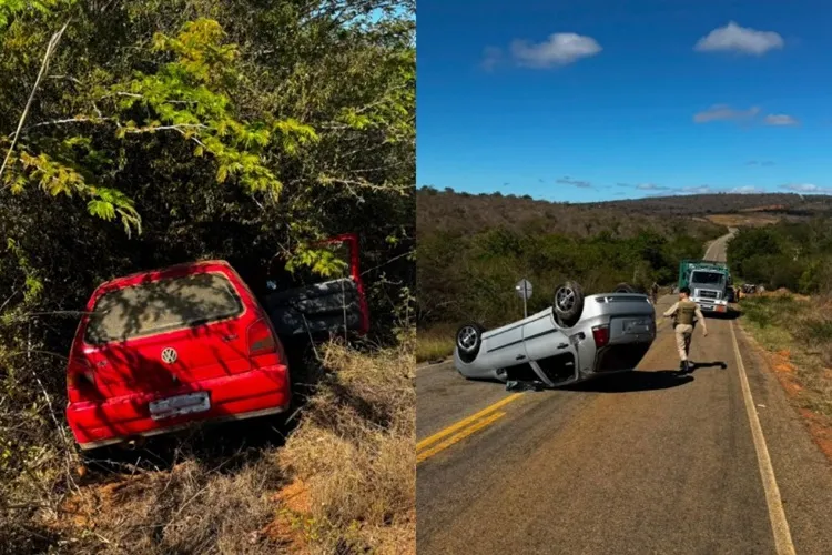 BA-623: Capotamento e colisão entre dois carros deixam feridos em Maetinga