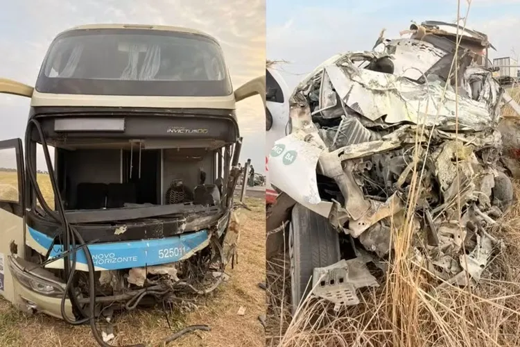 Ônibus e carro de funerária batem de frente e deixam dois mortos na BR-020 em Correntina