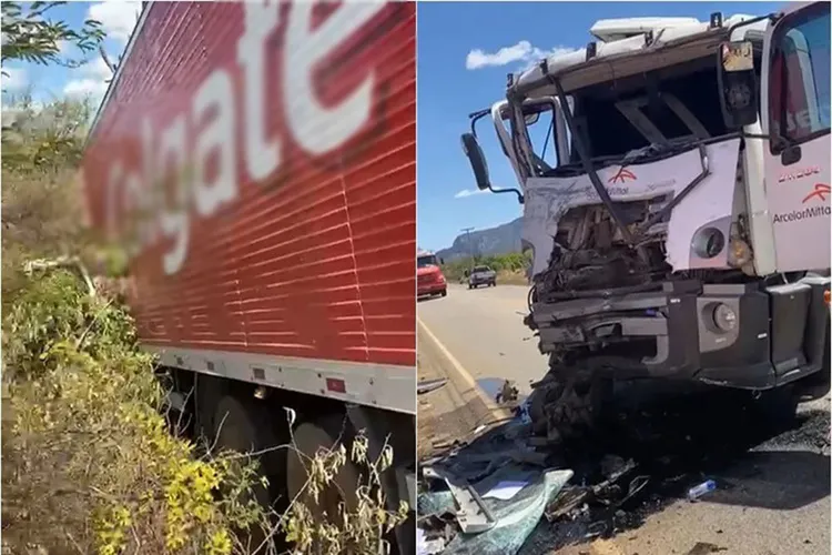 Dois caminhões se envolvem em acidente em Livramento de Nossa Senhora