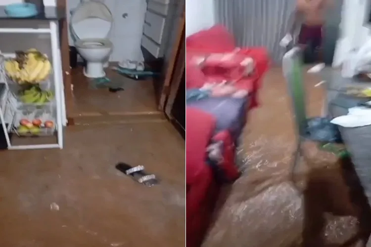 VÍDEO: Mulher entra em desespero ao ver casa ser destruída por chuva em Anagé