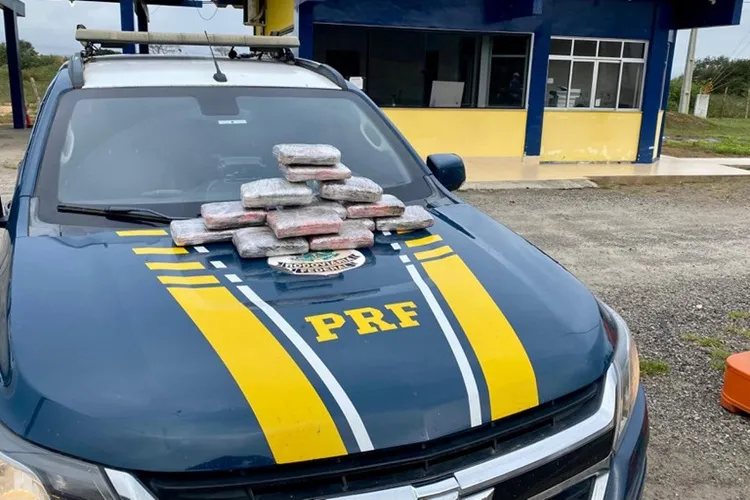 PRF apreende 8 kg de maconha em ônibus na BR-116 em Poções