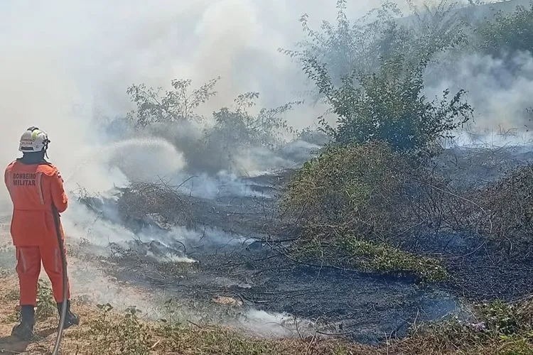 Incêndio em terreno baldio é controlado pelo 20º BBM em Bom Jesus da Lapa