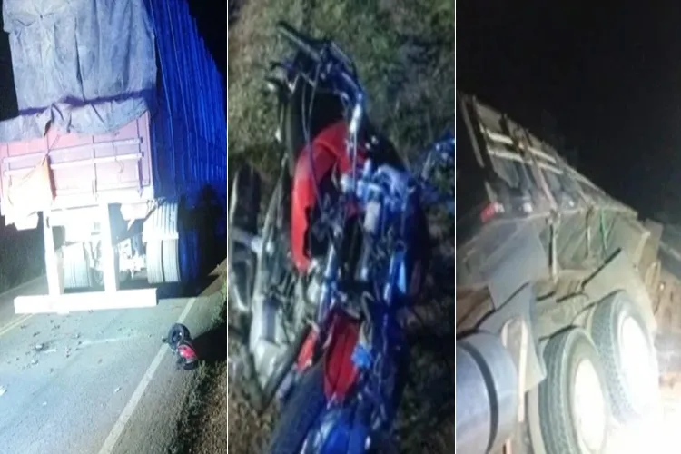 Barra da Estiva: Motociclista bate em carreta quebrada e veículo de apoio tomba na BA-142