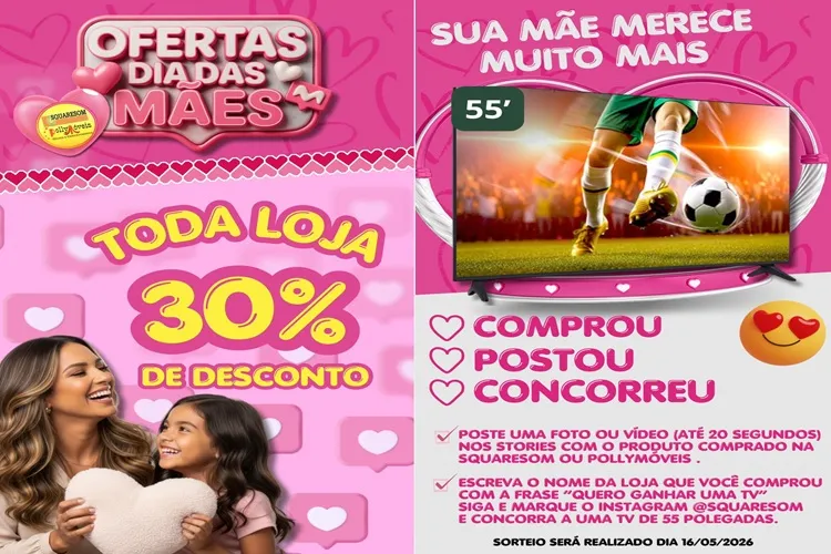 Chegou a promoção de Dia das Mães na Squaresom com direito a ação especial no Instagram