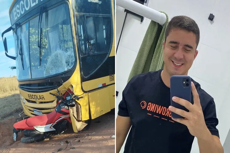 Empresário morre após colisão entre moto e ônibus escolar em Candiba