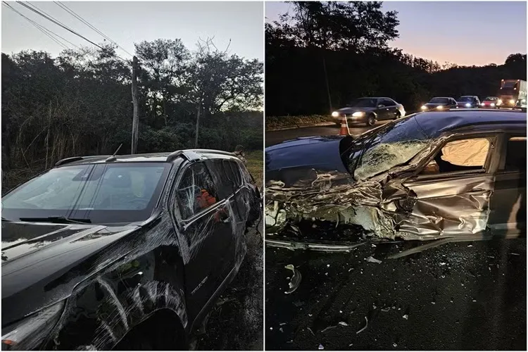 Fabiano Menotti capota carro na BR-040 em Juiz de Fora