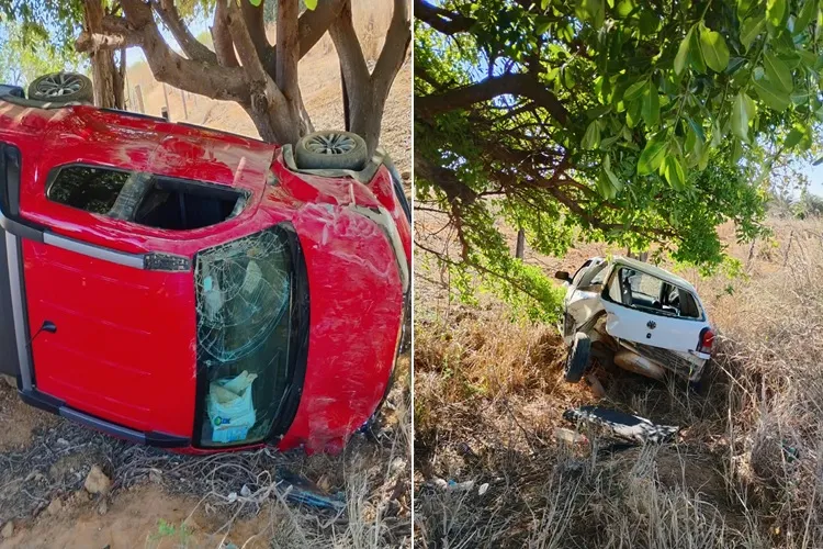 VÍDEO: Colisão entre dois carros deixa três pessoas feridas na BA-938 em Guanambi