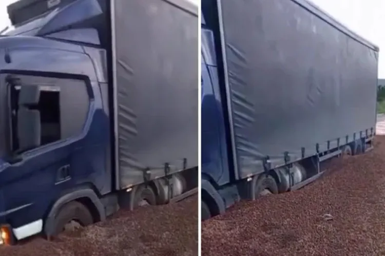 Ituaçu: Freio falha e área de escape evita tragédia com caminhão de batatas na BA-142