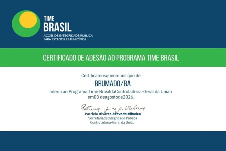 Brumado adere ao Programa Time Brasil da CGU para fortalecer transparência na gestão