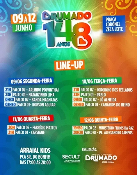Confira a programação completa da festa de aniversário de 148 anos de Brumado