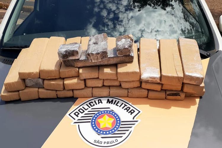 Polícia apreende 34 tijolos de maconha em ônibus e droga seria transportada para Guanambi