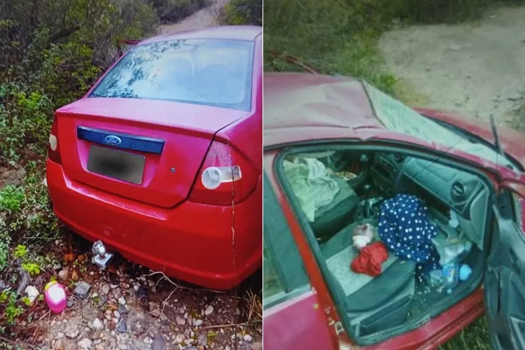Urandi: Duas crianças e uma mulher ficam feridas após carro capotar e cair em ribanceira na BA-253