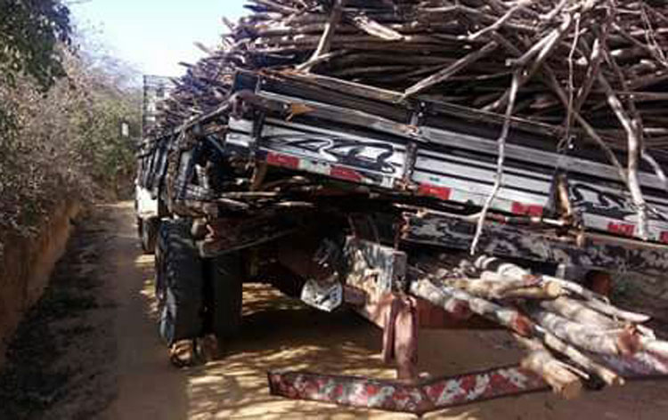 Caminhão de lenha, sem freio e desgovernado, colide contra ônibus escolar em Brumado