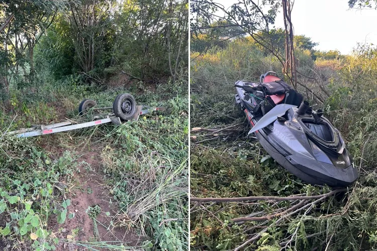 Viatura da Marinha tomba com jet ski na BA-160 em Bom Jesus da Lapa