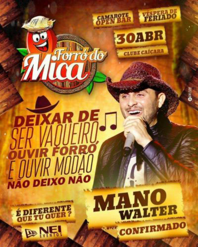 Forró do Mica 2018: Mano Walter é atração confirmada em Livramento de Nossa Senhora
