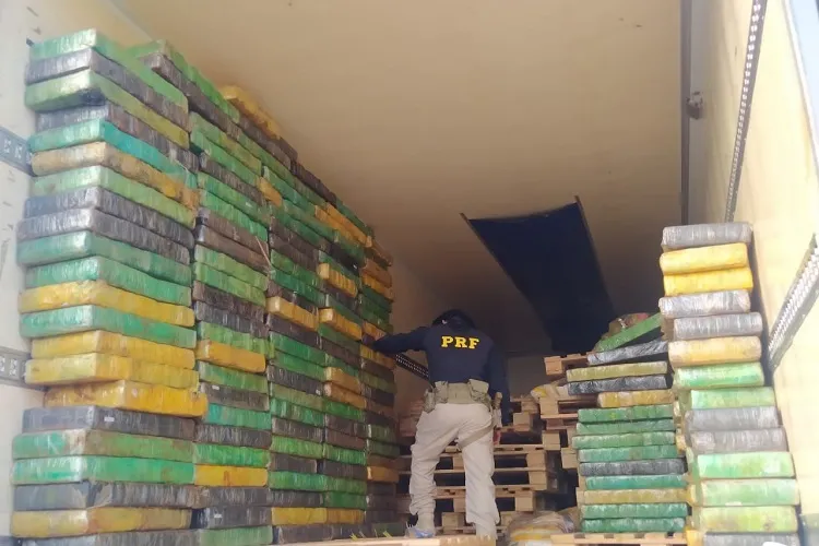Vitória da Conquista: PRF apreende mais de duas toneladas de maconha em caminhão frigorífico