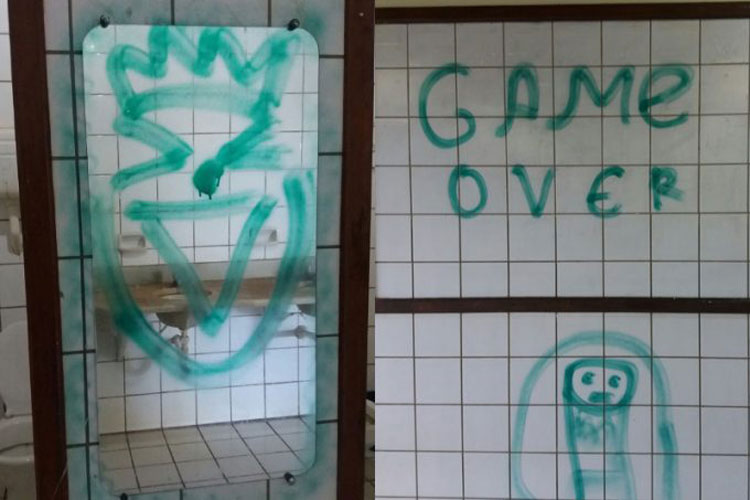 Caculé: Vândalos picham o Colégio Vespasiano Filho e deixam recado com tom de ameaça