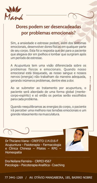 Clínica Maná: Dores podem ser desencadeadas por problemas emocionais?