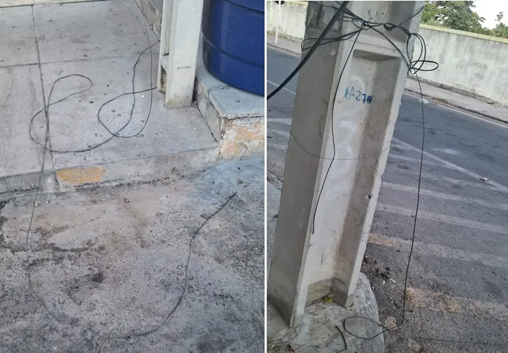 Cabos de internet soltos em avenida provocam acidente de moto em Guanambi