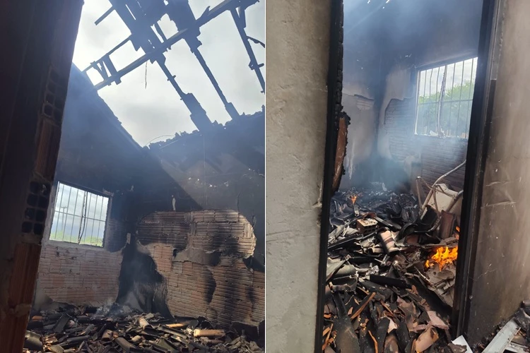 Incêndio destrói residência de suspeito preso por homicídio em Feira da Mata