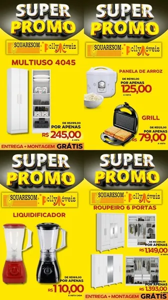Diversos móveis e eletrodomésticos em superpromoção na Squaresom em Brumado