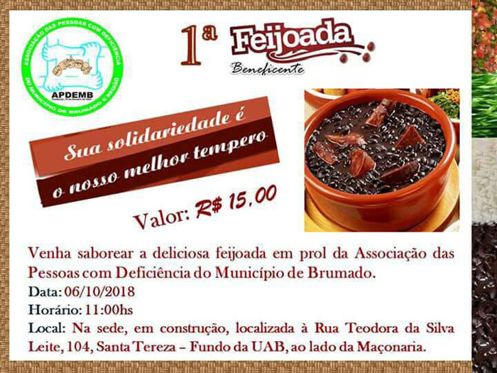 Associação das Pessoas com Deficiência realiza 1ª Feijoada Beneficente em Brumado