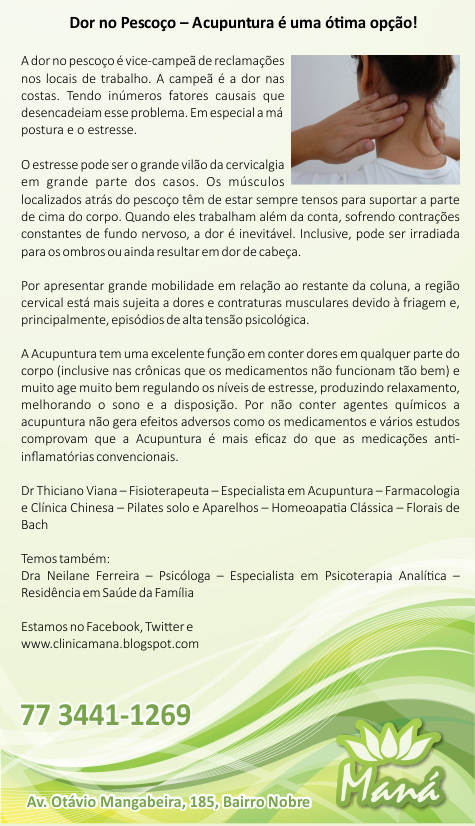 Dor no pescoço ? acupuntura é uma ótima opção!