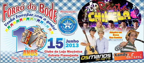 Riacho de Santana: 10º Forró do Bode da Loja Maçônica Estrela Flamejante