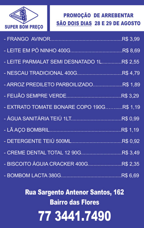 Brumado: Confira as promoções desta semana do Supermercado Super Bom Preço