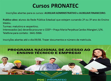 Brumado: Inscrições abertas para o Pronatec