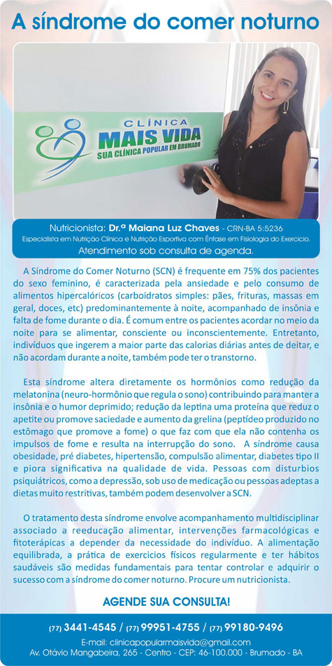 Clínica Mais Vida: A síndrome do comer noturno