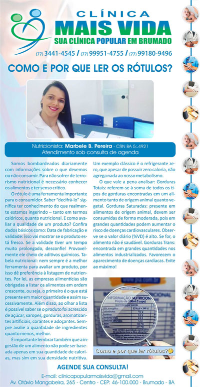 Clínica Mais Vida: Como e por que ler os rótulos?