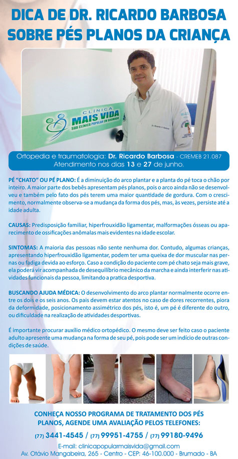 Clínica Mais Vida: Dica sobre pés planos da criança