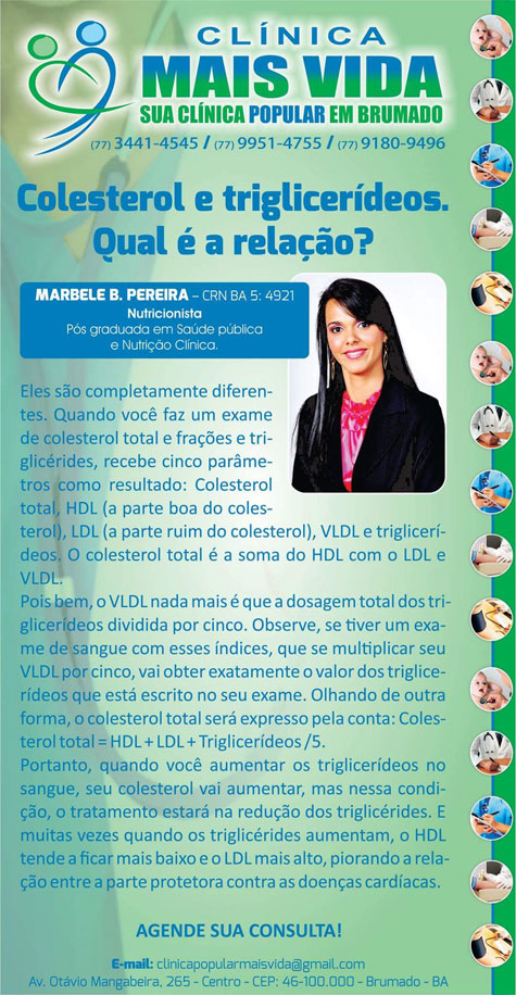 Clínica Mais Vida: Conheça a relação de colesterol com a triglicerídeos