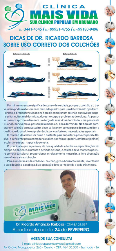 Clínica Mais Vida: Dicas sobre uso correto dos colchões