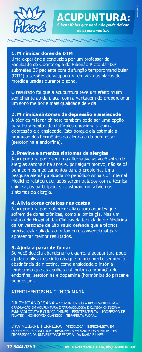 Acupuntura: Cinco benefícios que você não pode deixar de experimentar na Clínica Maná