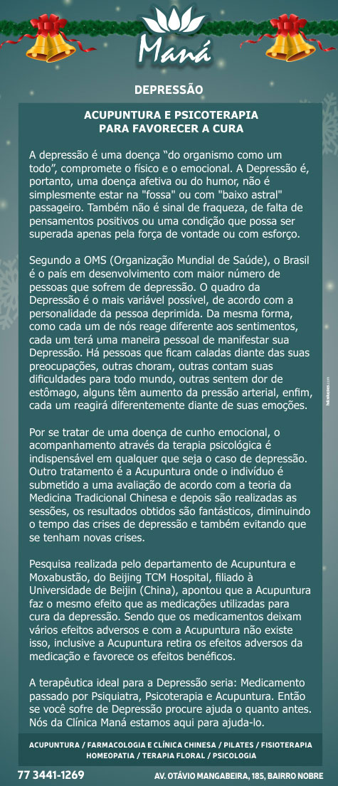 Depressão: Acupuntura e psicoterapia para favorecer a cura na Clínica Maná